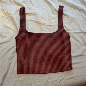 Forever 21 Red and Black Houndstooth Crop Top
